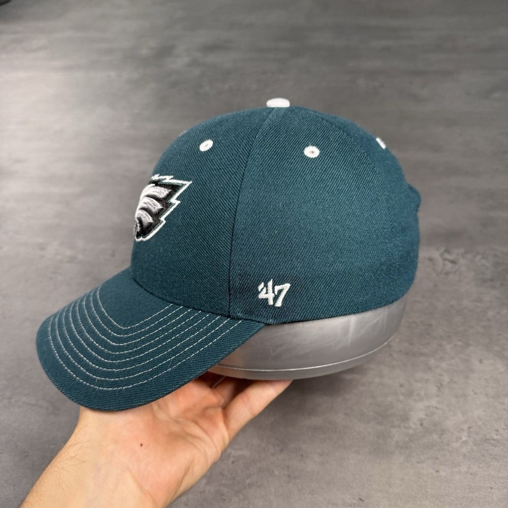'47 Philadelphia Eagles Hat Green Silver Contrast Stitching Dad Cap Strapback - Picture 3 of 7